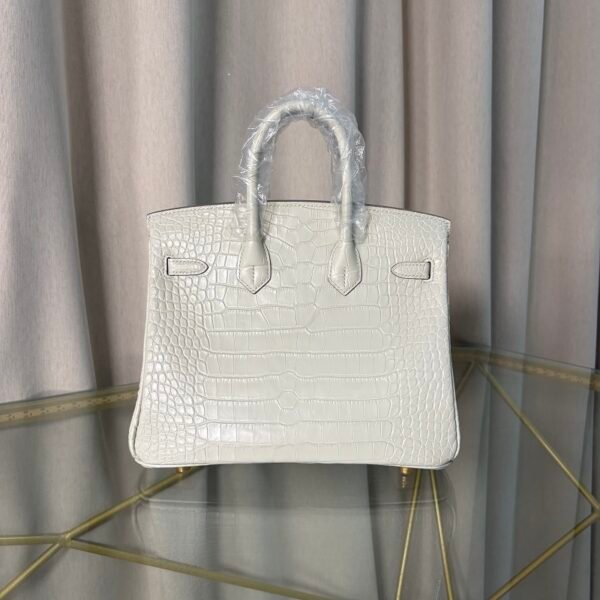 Birkin 25 Glacier White Matte Alligator Gold Hardware Birkin 25 Glacier White Matte Alligator Gold Hardware Retourne Bag