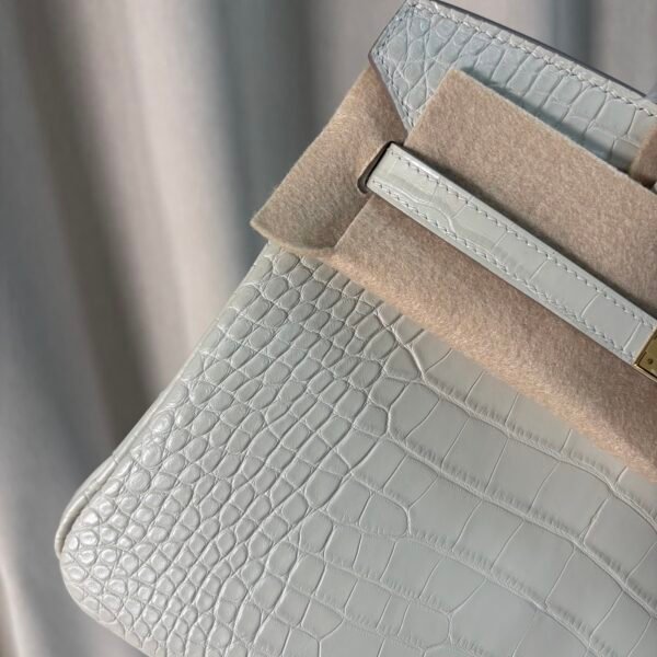 Birkin 25 Glacier White Matte Alligator Gold Hardware Birkin 25 Glacier White Matte Alligator Gold Hardware Retourne Bag