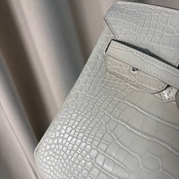 Birkin 25 Glacier White Matte Alligator Palladium Hardware Birkin 25 Glacier White Matte Alligator Palladium Hardware Retourne Bag
