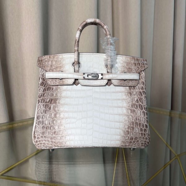 Hermes Birkin 25 Himalaya - Handcrafted Handcrafted Birkin 25 Himalaya Niloticus Crocodile bag with Palladium hardware