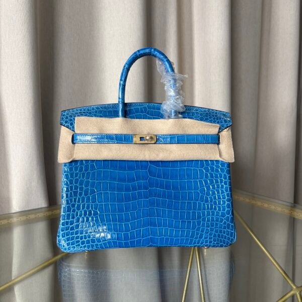 birkin-25-bleu-izmir-shiny-porosus-crocodile-ghw Birkin 25 Bleu Izmir Shiny Porosus Crocodile Gold Hardware GHW