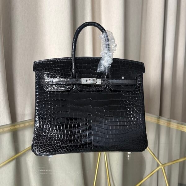 birkin-25-noir-shiny-porosus-crocodile-phw Birkin 25 Noir Shiny Porosus Crocodile Palladium Hardware
