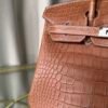 Birkin-25-Matte-Fauve-Alligator Birkin 25 Fauve Matte Alligator Gold Hardware matte brown exotic leather luxury handbag
