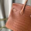 Birkin-25-Matte-Fauve-Alligator Birkin 25 Fauve Matte Alligator Gold Hardware matte brown exotic leather luxury handbag