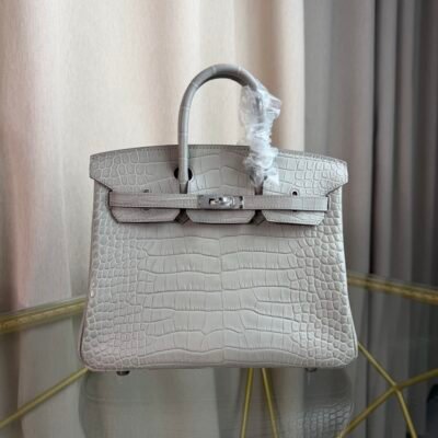 Birkin-25-Retourne-Gris-Perle-80-Matte-Alligator Birkin 25 Retourne Gris Perle 80 Matte Alligator With Palladium Hardware PHW