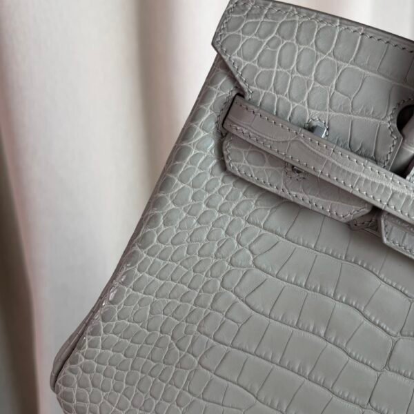 Birkin-25-Retourne-Gris-Perle-80-Matte-Alligator Birkin 25 Retourne Gris Perle 80 Matte Alligator With Palladium Hardware PHW