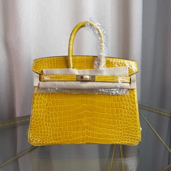Birkin 25 Shiny Alligator Jaune Ambre GHW Birkin 25 Jaune Ambre Shiny Alligator Gold Hardware exotic leather handbag yellow luxury tote
