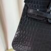 Matte Black Niloticus Crocodile 25cm Top Handle Bag with Palladium Hardware Premium Matte Black Niloticus Crocodile 25cm Top Handle Bag Silver Hardware front view