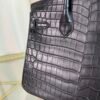 Matte Black Niloticus Crocodile 25cm Top Handle Bag with Palladium Hardware Premium Matte Black Niloticus Crocodile 25cm Top Handle Bag Silver Hardware front view