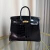 Birkin-25-Retourne-Black-Shiny-Niloticus-Crocodile-GHW Birkin Retourne 25 Black Shiny Niloticus Crocodile With Gold Hardware GHW