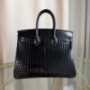 Birkin-25-Retourne-Black-Shiny-Niloticus-Crocodile-GHW Birkin Retourne 25 Black Shiny Niloticus Crocodile With Gold Hardware GHW