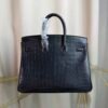 Birkin 25 Matte Black Niloticus Crocodile PHW Birkin 25 Matte Black Niloticus Crocodile Palladium Hardware