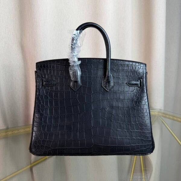 Birkin 25 Matte Black Niloticus Crocodile PHW Birkin 25 Matte Black Niloticus Crocodile Palladium Hardware
