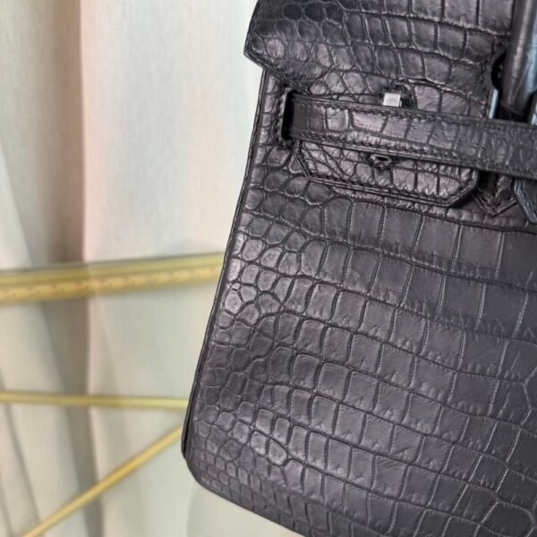 Birkin 25 Matte Black Niloticus Crocodile PHW Birkin 25 Matte Black Niloticus Crocodile Palladium Hardware