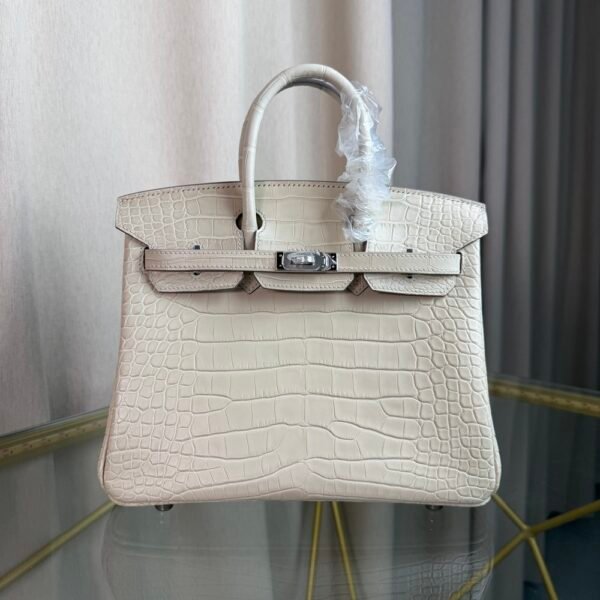 Birkin 25 Matte Alligator Blanc Glacier Birkin 25 Retourne Matte Alligator Blanc Glacier PHW