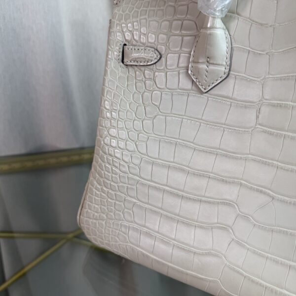 Birkin 25 Matte Alligator Blanc Glacier Birkin 25 Retourne Matte Alligator Blanc Glacier PHW