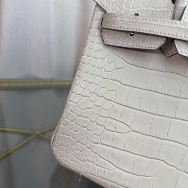 Birkin 25 Matte Alligator Blanc Glacier Birkin 25 Retourne Matte Alligator Blanc Glacier PHW