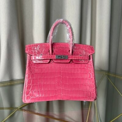 birkin-25-shiny-niloticus-crocodile-rose-scheherazade-phw Birkin 25 Retourne Shiny Niloticus Crocodile Rose Schéhérazade Palladium Hardware bag