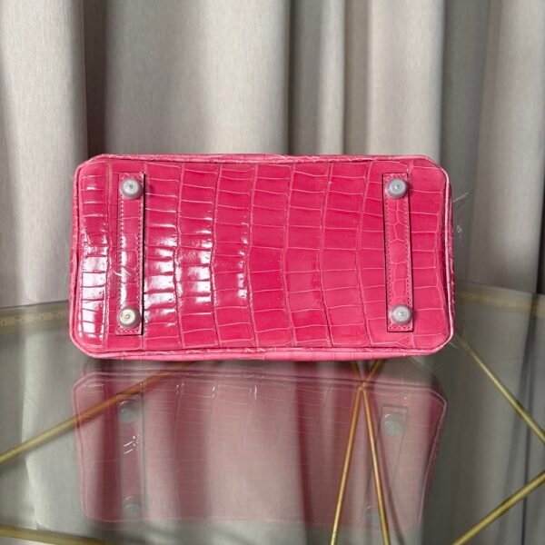 birkin-25-shiny-niloticus-crocodile-rose-scheherazade-phw Birkin 25 Retourne Shiny Niloticus Crocodile Rose Schéhérazade Palladium Hardware bag