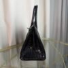 Black Shiny Porosus Crocodile Birkin 35 Diamond Hardware Bag Front view of an ultra-luxury Birkin 35 bag in Black shiny Porosus crocodile leather with 18k white gold diamond hardware.