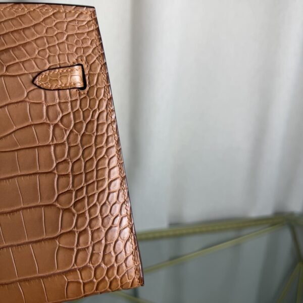 Birkin 20 Sellier bag in Gold Matte Alligator with Gold Hardware
