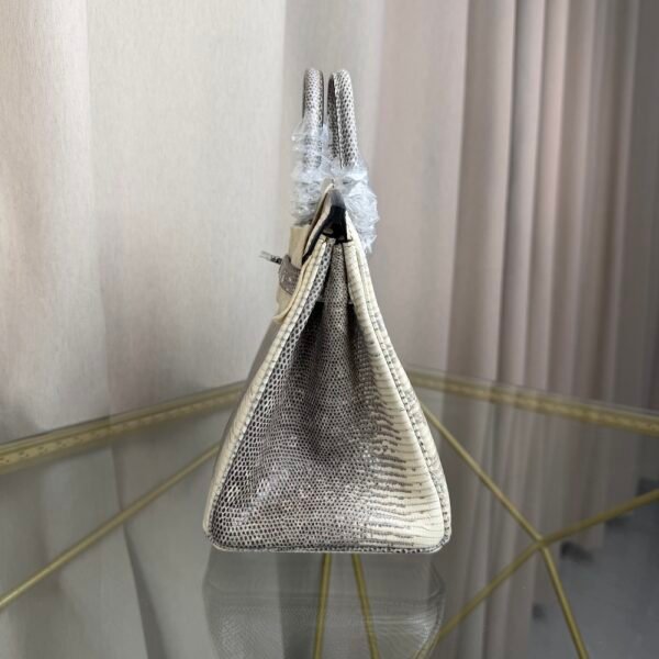 Birkin 25 Retourne bag in Lizard Naturel with Palladium Hardware