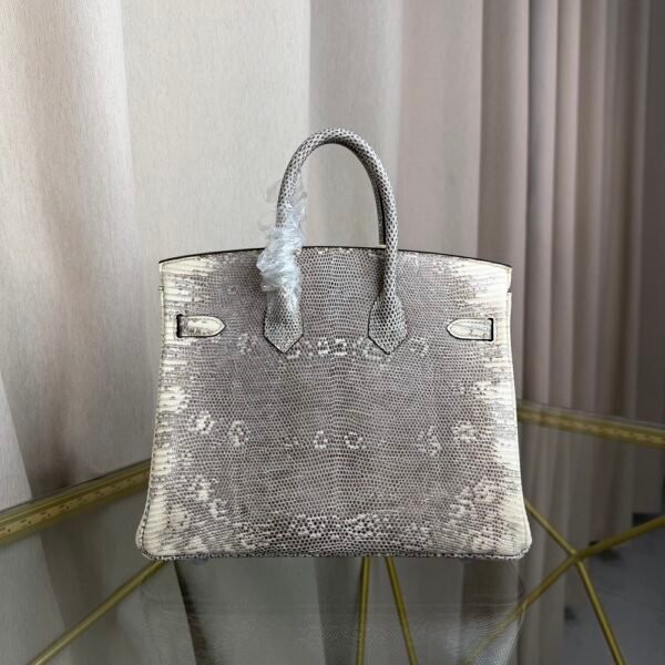 Birkin 25 Retourne bag in Lizard Naturel with Palladium Hardware