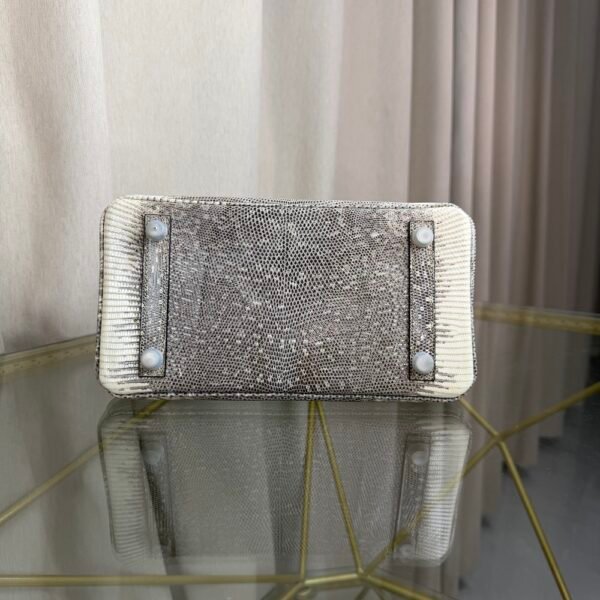 Birkin 25 Retourne bag in Lizard Naturel with Palladium Hardware