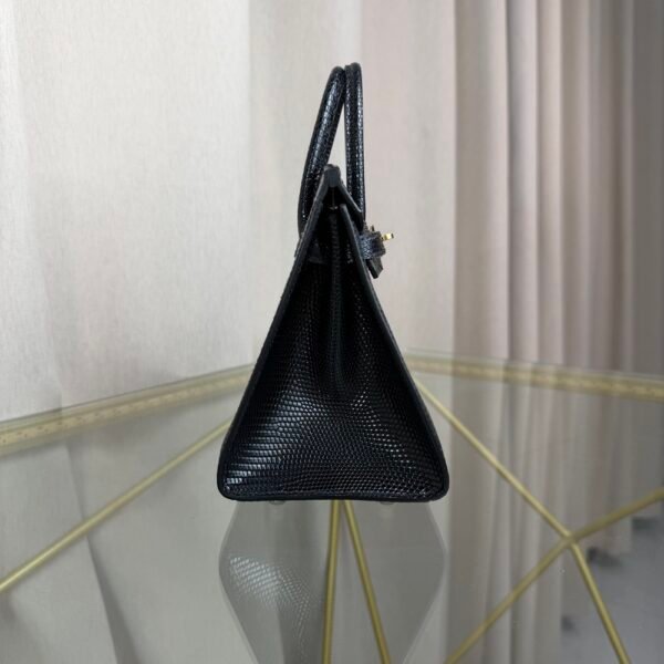 Birkin-Sellier-20-Black-Shiny-Lizard-Gold-Hardware Birkin Sellier 20 Black Shiny Lizard Gold Hardware bag front view