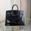 Birkin-Sellier-20-Black-Shiny-Porosus-Crocodile-Palladium-Hardware Birkin Sellier 20 Black Shiny Porosus Crocodile Palladium Hardware bag front view