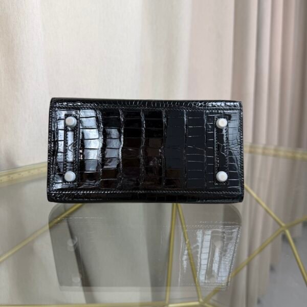 微信图片_20260730201249_338_27 Birkin Sellier 20 Black Shiny Mississippiensis Alligator Gold Hardware bag front view