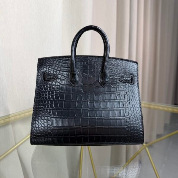 Birkin-Sellier-20-Black-Matte-Alligator-Gold-Hardware Birkin Sellier 20 Black Matte Alligator Gold Hardware bag front view