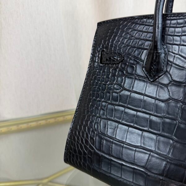 Birkin-Sellier-20-Black-Matte-Alligator-Gold-Hardware Birkin Sellier 20 Black Matte Alligator Gold Hardware bag front view