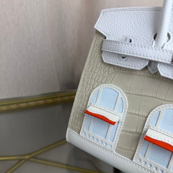 Birkin-Faubourg-20-Snow-White-Matte-Mississippiensis-Alligator-Silver-Hardware Birkin Faubourg 20 Snow White Matte Alligator Togo bag front view