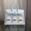 Birkin-Faubourg-20-Day-White-Matte-Mississippiensis-Alligator-Silver-Hardware Birkin Faubourg 20 Day White Matte Alligator Epsom bag front view