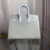 Birkin-Faubourg-20-Day-White-Matte-Mississippiensis-Alligator-Silver-Hardware Birkin Faubourg 20 Day White Matte Alligator Epsom bag front view