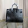 Birkin-Sellier-20-Black-Shiny-Lizard-Silver-Hardware Birkin Sellier 20 Black Shiny Lizard Silver Hardware bag front view
