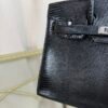 Birkin-Sellier-20-Black-Shiny-Lizard-Silver-Hardware Birkin Sellier 20 Black Shiny Lizard Silver Hardware bag front view