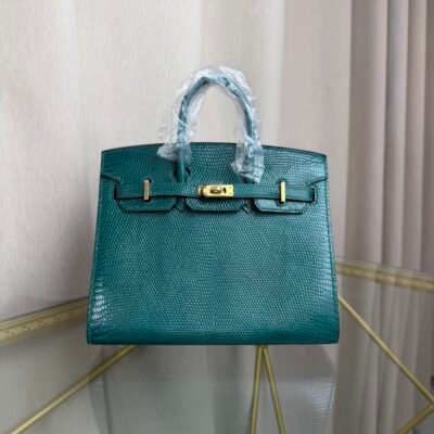 Birkin-Sellier-20-Peacock-Green-Shiny-Lizard-Gold-Hardware Birkin Sellier 20 Peacock Green Shiny Lizard Gold Hardware bag front view