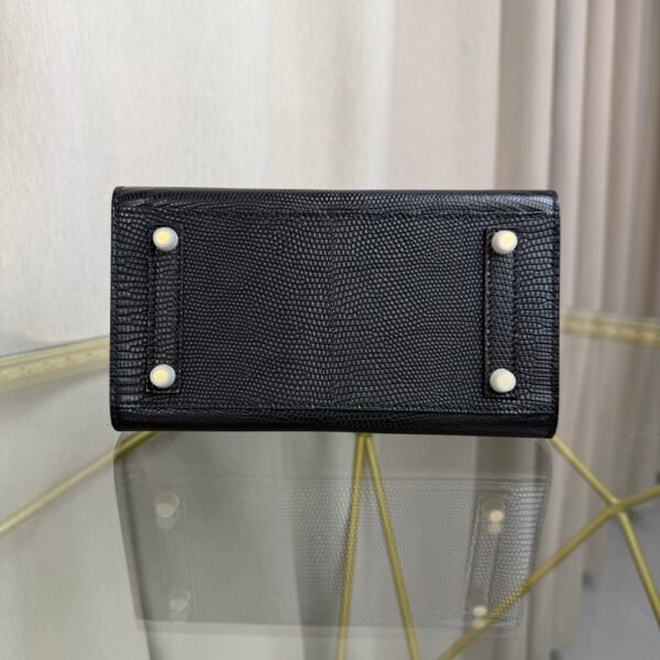Birkin-Sellier-20-Black-Shiny-Lizard-Gold-Hardware Birkin Sellier 20 Black Shiny Lizard Gold Hardware bag front view