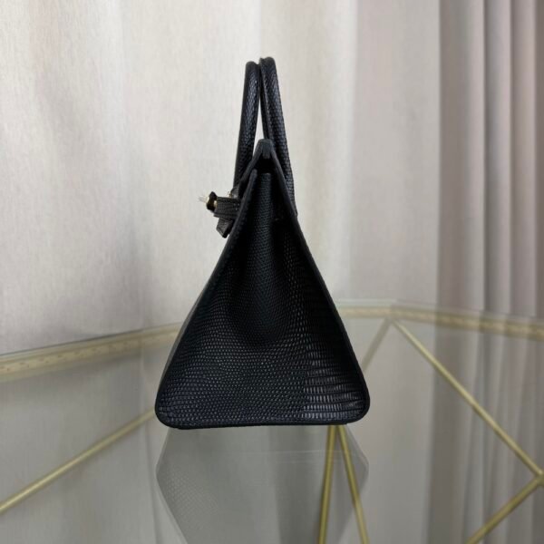 Birkin-Sellier-20-Black-Shiny-Lizard-Gold-Hardware Birkin Sellier 20 Black Shiny Lizard Gold Hardware bag front view