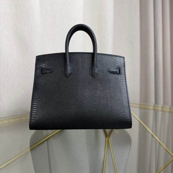 Birkin-Sellier-20-Black-Shiny-Lizard-Gold-Hardware Birkin Sellier 20 Black Shiny Lizard Gold Hardware bag front view