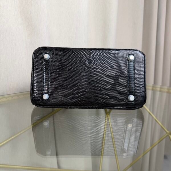 Birkin-25-Black-Shiny-Lizard-Palladium-Hardware Birkin 25 Black Shiny Lizard Palladium Hardware bag