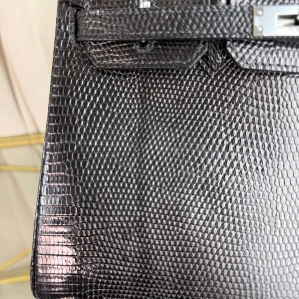 Birkin-25-Black-Shiny-Lizard-Palladium-Hardware Birkin 25 Black Shiny Lizard Palladium Hardware bag