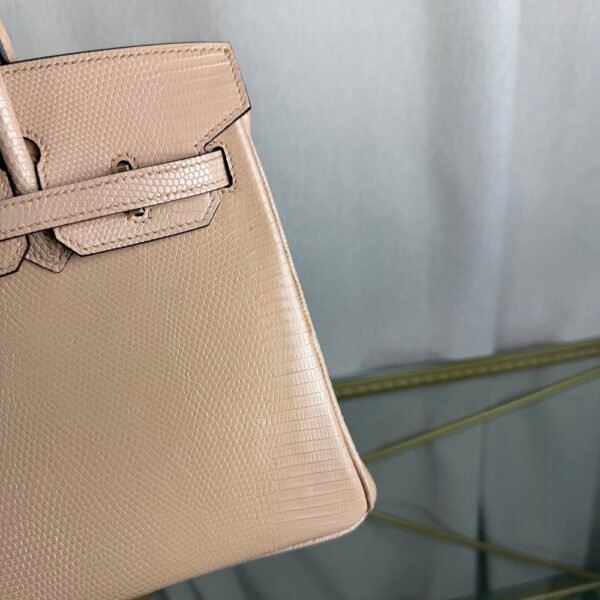 Birkin-25-Beige-Shiny-Lizard-Gold-Hardware Birkin 25 Beige Shiny Lizard Gold Hardware bag front view