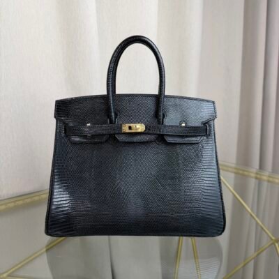 Birkin-25-Black-Shiny-Lizard-Gold-Hardware Birkin 25 Black Shiny Lizard Gold Hardware bag