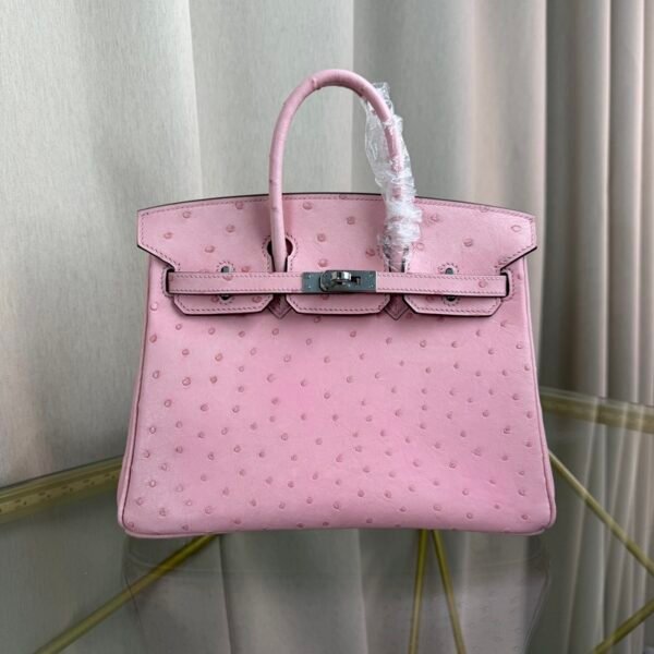 Birkin-25-Rose-Sakura-Ostrich-Palladium-Hardware Birkin 25 Rose Sakura Ostrich Palladium Hardware bag