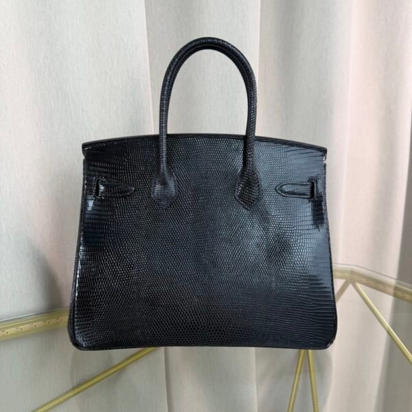 Birkin-30-Black-Shiny-Lizard-Palladium-Hardware Birkin 30 Black Shiny Lizard Palladium Hardware bag