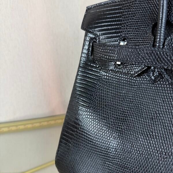 Birkin-30-Black-Shiny-Lizard-Palladium-Hardware Birkin 30 Black Shiny Lizard Palladium Hardware bag