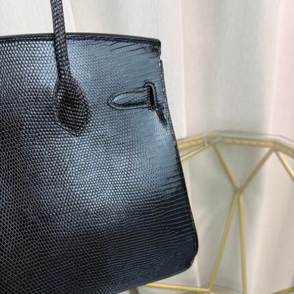 Birkin-30-Black-Shiny-Lizard-Palladium-Hardware Birkin 30 Black Shiny Lizard Palladium Hardware bag